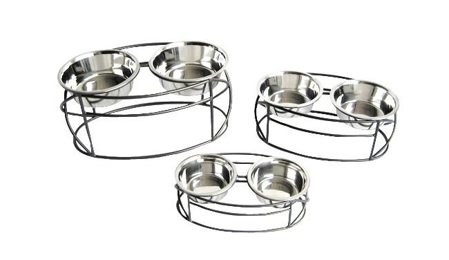 Double Dog Bowl Oval Cross Feeder - Oh My Dog Supply
